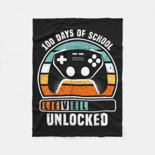 100 Days Of School Level Unlocked Funny Gamers Boy Fleece Blanket