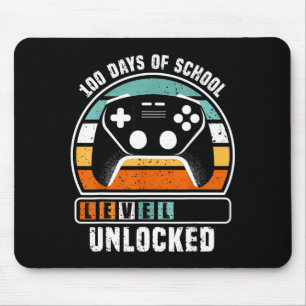 100 Days Of School Level Unlocked Funny Gamers Boy Mouse Pad