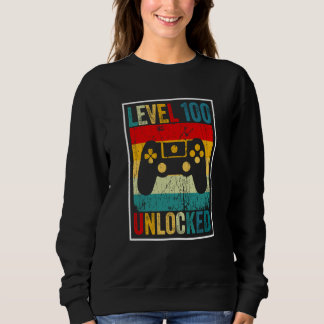100 Days Of School Level Unlocked Gamer Video Game Sweatshirt