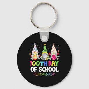 100 Days Of School Lunch Lady Gnome Gnomies Cafete Key Ring