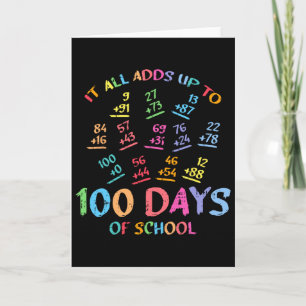 100 Days Of School Math Addition 100th Teacher Stu Card