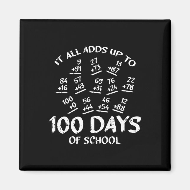 100 Days Of School Math Addition Cool Teacher Stud Magnet (Front)