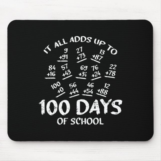 100 Days Of School Math Addition Cool Teacher Stud Mouse Pad (Front)