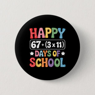 100 Days Of School Math Equation Groovy 67 Meme Te 6 Cm Round Badge