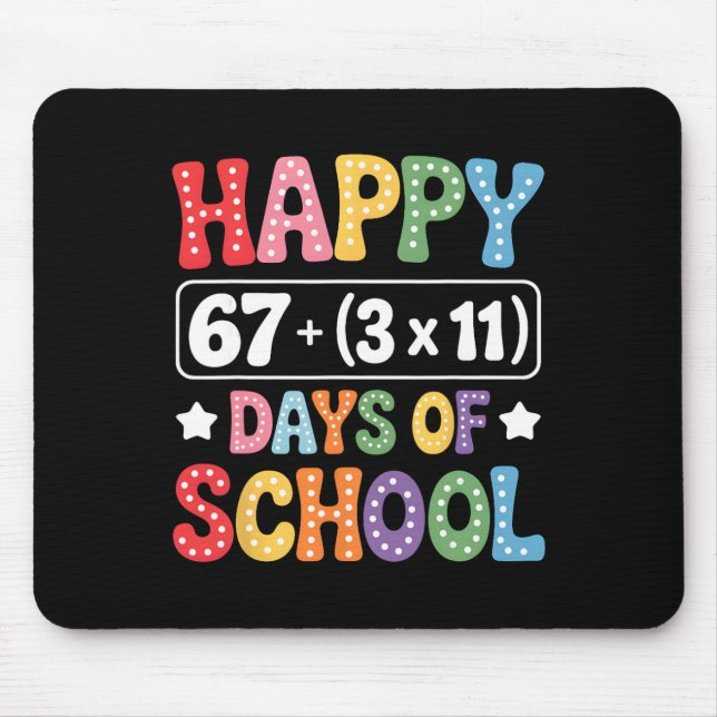 100 Days Of School Math Equation Groovy 67 Meme Te Mouse Pad (Front)