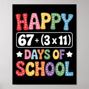 100 Days Of School Math Equation Groovy 67 Meme Te Poster