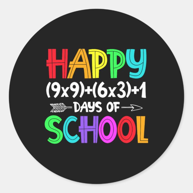 100 Days Of School Math Formula For Teacher Studen Classic Round Sticker (Front)