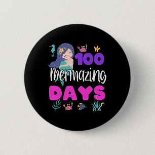 100 Days Of School Mermaid Cute Teacher Student Gi 6 Cm Round Badge