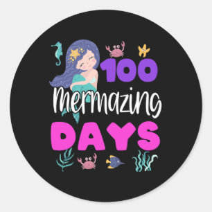 100 Days Of School Mermaid Cute Teacher Student Gi Classic Round Sticker