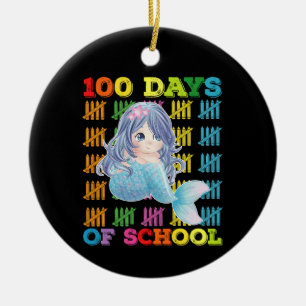 100 Days Of School Mermaid Teacher Student Ceramic Ornament