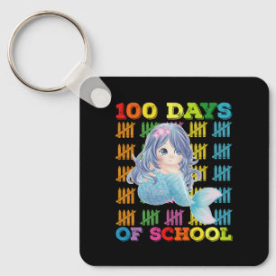 100 Days Of School Mermaid Teacher Student Key Ring