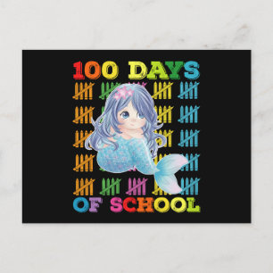 100 Days Of School Mermaid Teacher Student Postcard