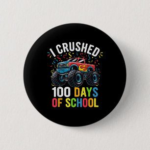 100 Days Of School Monster Truck 100th Day Of 6 Cm Round Badge