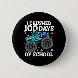 100 Days Of School Monster Truck 100th Day Of Scho 6 Cm Round Badge