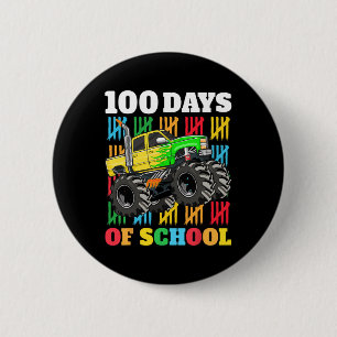 100 Days of School Monster Truck 100th Day of Scho 6 Cm Round Badge