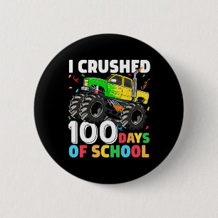 100 Days of School Monster Truck 100th Day of Scho 6 Cm Round Badge