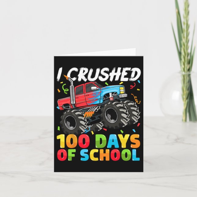 100 Days Of School Monster Truck 100th Day Of Scho Card (Front)