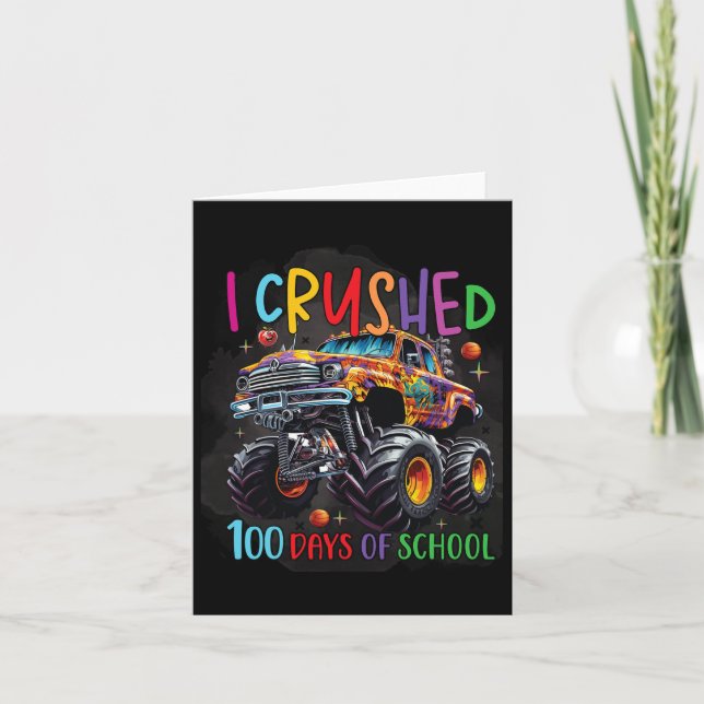 100 Days Of School Monster Truck 100th Day Of Scho Card (Front)