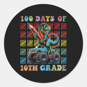 100 Days Of School Monster Truck 100th Day Of Scho Classic Round Sticker