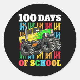 100 Days of School Monster Truck 100th Day of Scho Classic Round Sticker