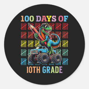 100 Days Of School Monster Truck 100th Day Of Scho Classic Round Sticker