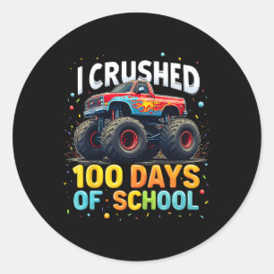 100 Days Of School Monster Truck 100th Day Of Scho Classic Round Sticker