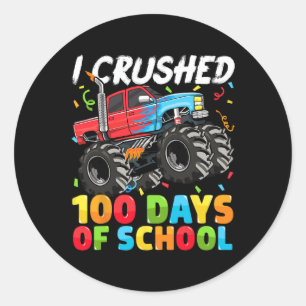 100 Days Of School Monster Truck 100th Day Of Scho Classic Round Sticker