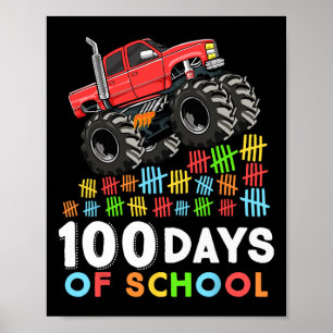 100 Days of School Monster Truck 100th Day of Scho Poster