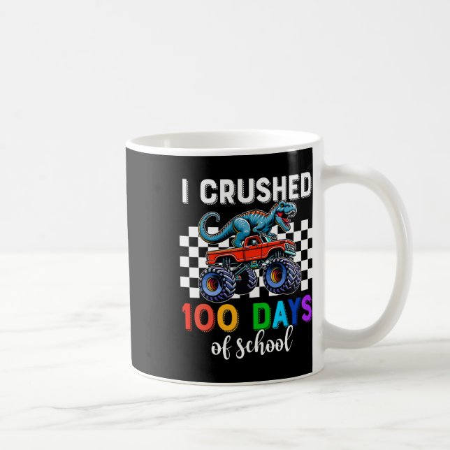 100 Days Of School Monster Truck 100th Days Dinosa Coffee Mug (Right)