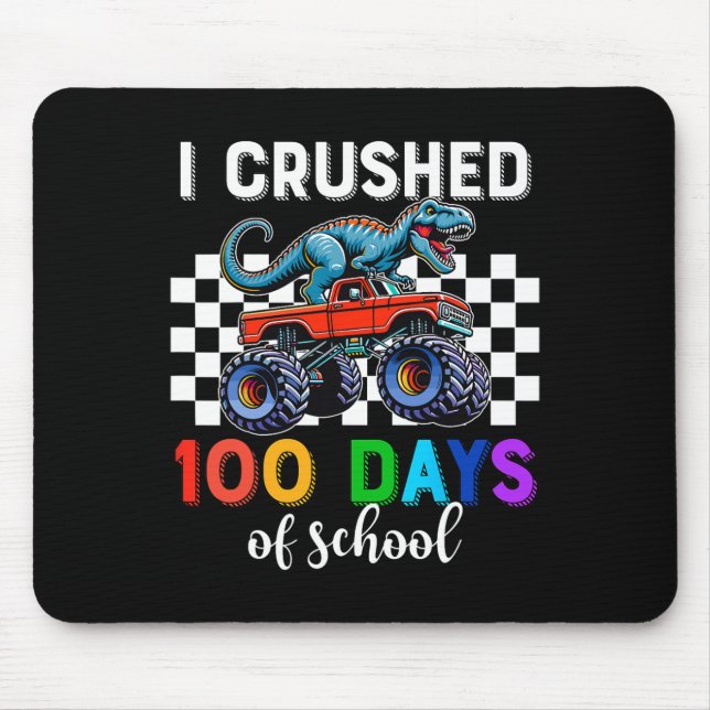 100 Days Of School Monster Truck 100th Days Dinosa Mouse Pad (Front)