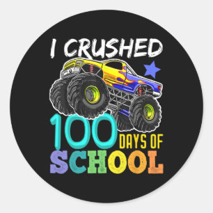 100 Days Of School Monster Truck 100th Days Of Sch Classic Round Sticker
