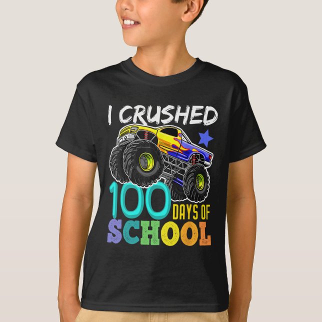 100 Days Of School Monster Truck 100th Days Of Sch T-Shirt (Front)