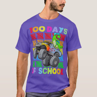 100 Days Of School Monster Truck Dinosaur Boys T-Shirt