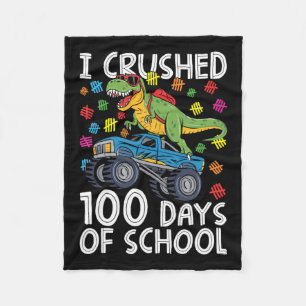 100 Days Of School Monster Truck T-rex 100th Day O Fleece Blanket