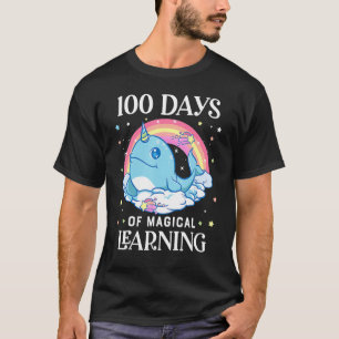 100 Days Of School Narwhal Unicorn Girls 100th Day T-Shirt
