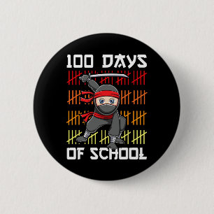 100 Days Of School Ninja For Kids Boys Martial Art 6 Cm Round Badge