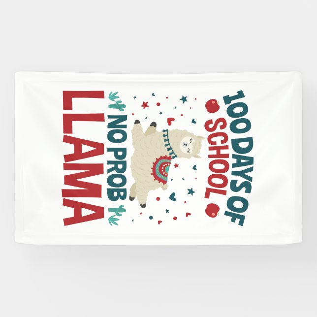 100 Days of School No Prob Llama Banner (Horizontal)