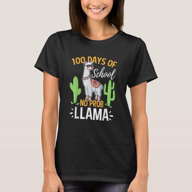 100 Days Of School No Prob Llama Boys 100th Day T-Shirt (Front)