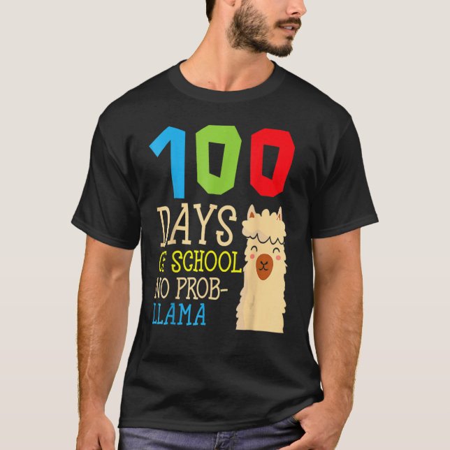 100 Days Of School No Prob Llama Cute Alpaca Stude T-Shirt (Front)
