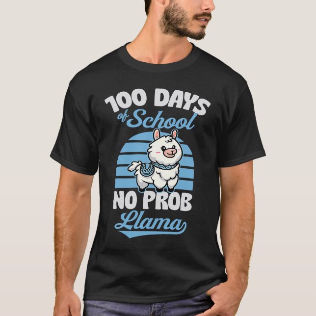 100 Days Of School No Prob Llama Cute Animal  Joke T-Shirt (Front)