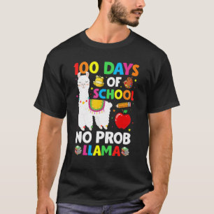 100 Days Of School No Prob Llama Lover Teacher Kid T-Shirt