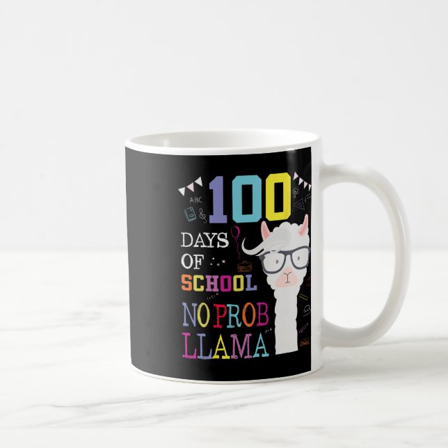100 Days Of School No Problem Llama 100th Day Achi Coffee Mug (Right)