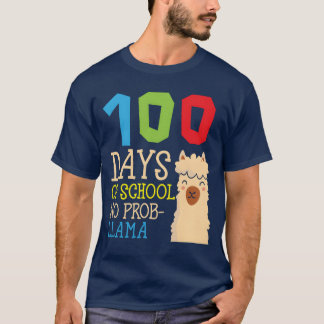 100 Days Of School No Probllama Animal Llama girl T-Shirt