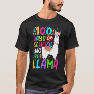 100 Days of School No Probllama Cute Llama 100th D T-Shirt