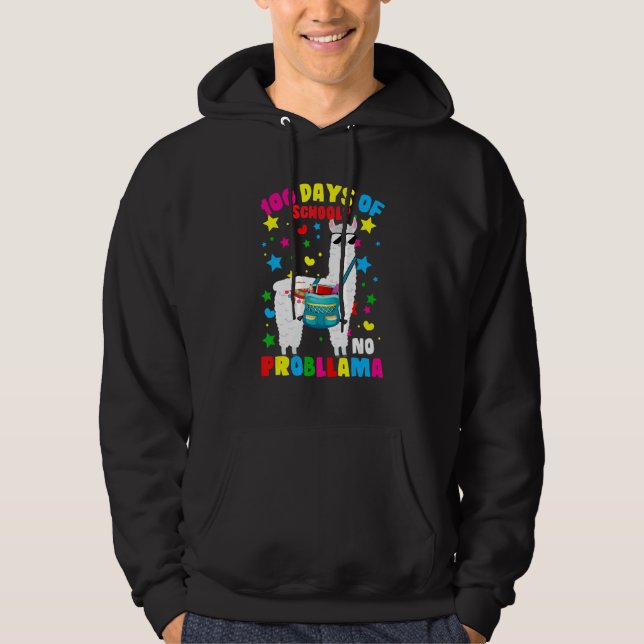 100 Days Of School No Probllama Llama 100th Day Of Hoodie (Front)