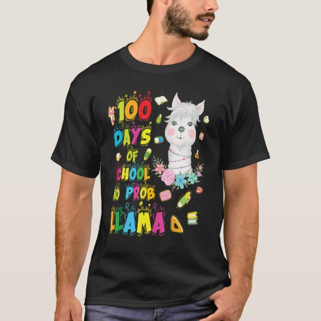 100 Days of School No Probllama Llama 100th Day Sm T-Shirt (Front)