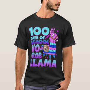 100 Days Of School No Probllama Llama 100th Day T-Shirt