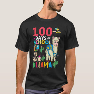 100 Days Of School No Probllama Llama 6th Grade Te T-Shirt