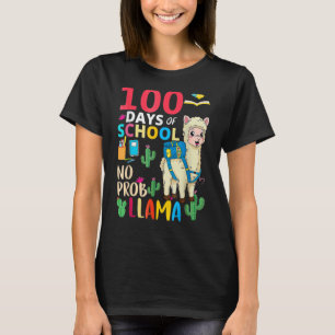 100 Days Of School No Probllama Llama 6th Grade Te T-Shirt