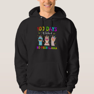 100 Days Of School No Probllama Llama Happy 100th Hoodie